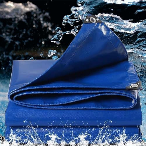 Heavy Duty 3.5x16.5m PVC Tarpaulin Waterproof Sheet 460gsm Outdoor Furniture Cover Caravan Cover Camping Tarp Ground Sheets Paddling Pool Cover Blue Color
