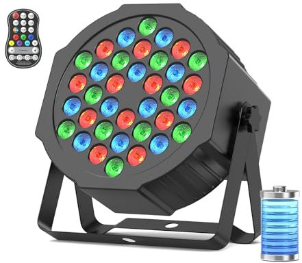 Glowingstage Led Strahler Akku, 36 RGB LED Akku Strahler Bühnenlicht Led Par mit DMX und Fernbedienung, Discolicht Partylicht Scheinwerfer für Disco DJ Halloween Weihnachten Outdoor