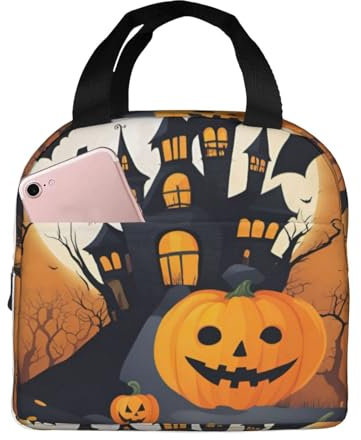 XTYGETY Happy-Halloween-Vector 1 - Lonchera reutilizable con estampado de flores aisladas para el trabajo y aventuras al aire libre