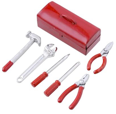 Warmhm Miniatur Werkzeugkasten Aus Eloxiertem Metall Kinderspielzeug Für Puppenhaus Deko Widerstandsfähige Miniaturwerkzeuge Kreative Gestaltung Für Kinderzimmer Für Modellbau Und DIY-pro