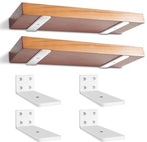 Lot de 4 Supports D'étagère Flottants de 10 cm, Supports D'étagère Robustes, Supports d'étagère Industriels avec Vis pour Bibliothèque Salon Chambre (Blanc)