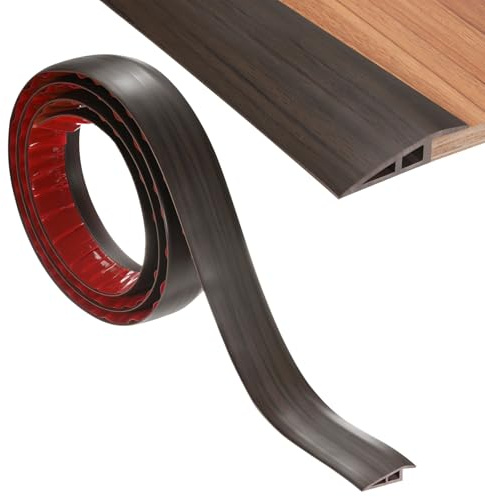 M METERXITY Regleta De Transición Para Suelo 6.56FT PVC Regleta Autoadhesiva Adecuada Para Puertos Cubre Alturas De Hasta 2/5Inch(10mm) [Veta De Madera Marrón Oscuro]