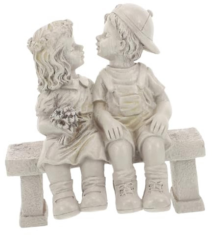 HEMOTON Kunstharz Gartenstatue Für Außenbereich Gartendekoration Ornament Jungen-mädchen-Form