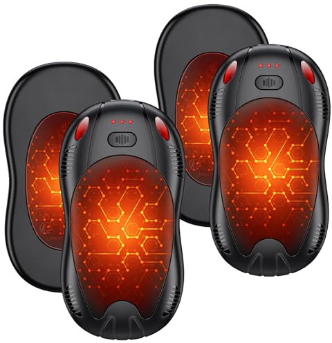 FANDLISS 20000mAh Rechargeable Hand Warmers 4 pack, Double Side Heating Electric Magnetic Handwarmers, Portable Pocket-Sized Heater, for Raynauds, Outdoor Hunting Golf Camping, Women Mens Tech Gifts
