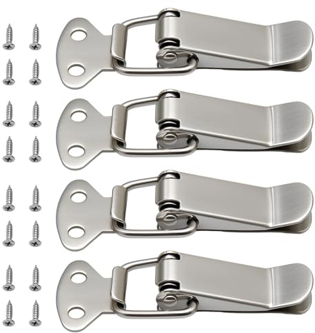 4 PCS 56mm Stainless Steel Tension Clasp with Screws, Spring Toggle Latch, Hasp Latch, Clasp Lock, Box Clasp for Toolbox, Cabinet, Drawer, Case, Chest, and More Heavy Duty Closure