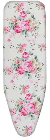 Bügelbrettbezug Weiße Rosa Rose Bügelbrettbezug 120x40 Elastisch Bezug Bügelbrett Für Schnelles Bügeln Bügeltischbezug mit Dick Polsterung Ironing Board Cover Hitzeresistent Bügelbrettbezüge