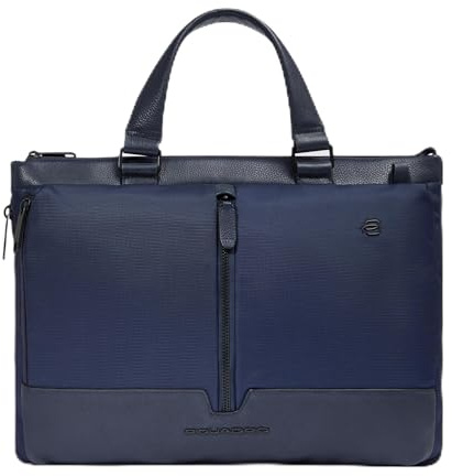 PIQUADRO – Borsa da Lavoro Uomo Porta PC 14 – Pelle e Tessuto – Colore Blu – Elegante e Funzionale