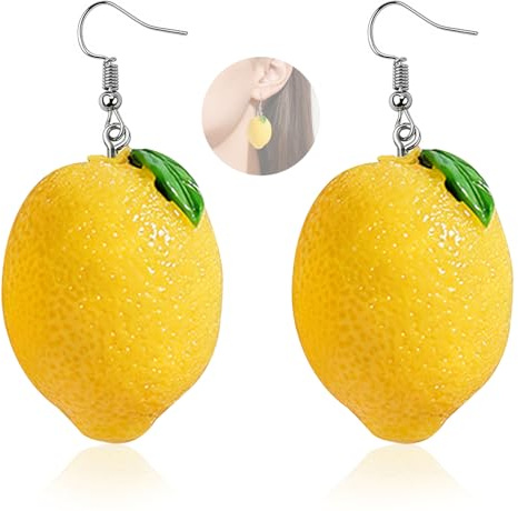 Handgefertigte Zitronen und Limetten Ohrringe, Hängende Früchte Design, Boho Sommer Accessoires für Karneval, Party, Frühling (B)