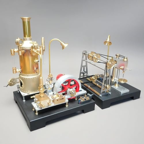 Retrol SE-03 Dampfmaschinen Bausatz (38PCS) + Retrol GF-01 Werkstattmodell (27PCS), 65PCS Funktionierendes Mini-Dampfwerk mit Generator & Riemenantrieb für Technikfans & STEM