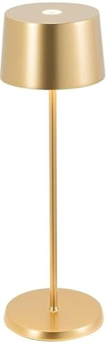 Zafferano, Olivia Pro Lampe, Tragbare und Wiederaufladbare Tischlampe mit Touch Control, Geeignet für Wohnzimmer und Außenbereich, Dimmer, 2200-3000 K, Höhe 35 cm, Farbe Goldgelb