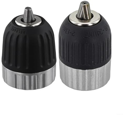 Set di 2 mandrini per trapano a sgancio rapido, filettatura 3/8-24UNF, gamma di serraggio da 0,8-10 mm e 2-13 mm, manicotto in metallo con rivestimento in nylon per trapani con filo in casa e officina
