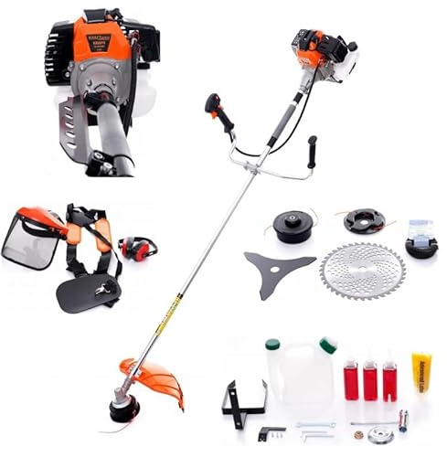 KRAFT&DELE Desbrozadora de Gasolina 52cc 5,2 HP KD5044 con Accesorios Full XXL, Arnés Profesional y Sistema Antivibración – Cortabordes Potente para Jardín y Maleza