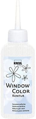 KREUL 42775 - Window Color Konturenfarbe, weiß 80 ml, zur besseren Abgrenzung von Motiven, für glatte Oberflächen wie Glas, Spiegel und Fliesen