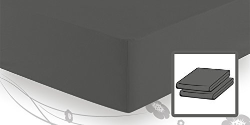 schlafgut Basic Jersey Spannbetttuch/Spannbettlaken 140x200 bis 160x200,Titan