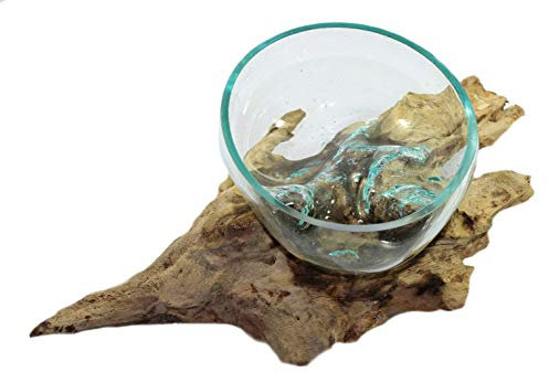 Budawi® Teakholz mit Glas Windlicht – Handgefertigte Stimmungsleuchte aus Glas & naturbelassenem Teakholz | Edles Windlicht für warme Atmosphäre & natürliche Harmonie