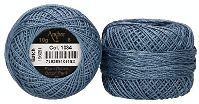 Anchor 4591008-01034 Stickgarne, 100% Baumwolle, stahl, Stärke 8, 82m, 16 Gramm
