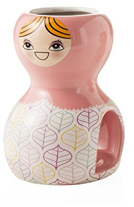 BRANDANI TISANIERA Tazza TIENIMI Caldo Bambola MATRIOSKA Rosa 3 Pezzi Ceramica Inox 55510