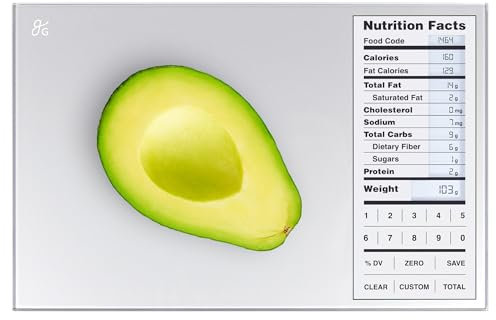 Greater Goods Ernährungswaage, perfekt zum Wiegen von Ernährungsmitteln, zur Berechnung von Lebensmittelfakten und zum Portionieren von Snacks, entworfen in St. Louis.