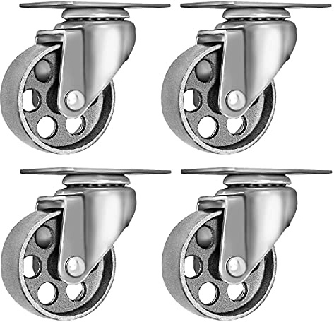 Online Best Service 4 All Steel Swivel Plate Caster Wheels Heavy Duty High-Gauge Steel Gray (3.5 No Brake)