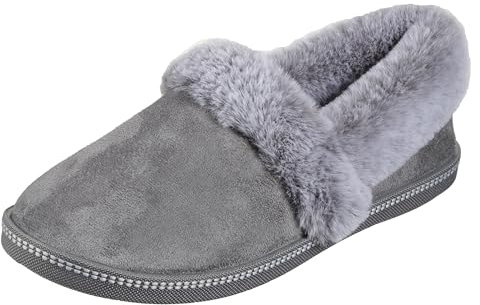 Skechers Damen Cozy Campfire Team Toasty slippers, Charcoal Microfiber Suede Faux Fur Line, 36 EU