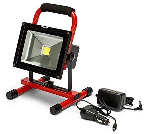 Velamp IR867, luz de inspección, proyector LED Recargable 1200lm, 20W, Soporte Ajustable. para Trabajos, garajes, Senderismo, Camping, Caza, 20 W, Rojo