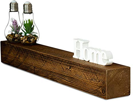 levandeo Wandregal Holz Massiv 80x10cm Nussbaum Farbig Wandboard Vintage Rustikal Design Natur Regal