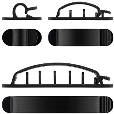 goobay 70684 Kabelmanagement Set mit Kabelhaltern verschiedener Größen, Kabelklemme für Schreibtisch, Auto, Büro, Kabelclip Selbstklebend, Kabel Organizer, 6er Set