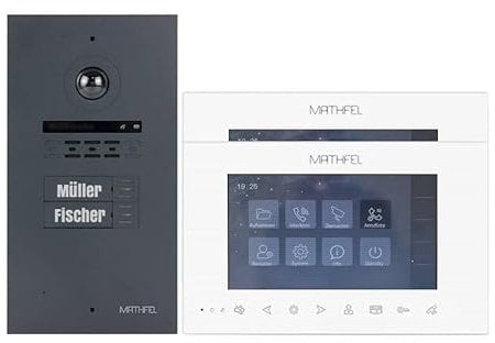 MATHFEL 2 Draht Einfamilienhaus Türsprechanlage Gegensprechanlage Fischaugenkamera 170 Grad, Farbe: Silber, Größe: 1X7'' Mo weiß Außen Silber