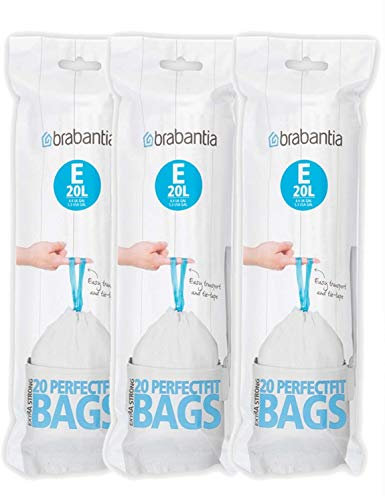 Brabantia PerfectFit E 20 Liter Bin Liners ~20 Ct Bag (3 Pack)