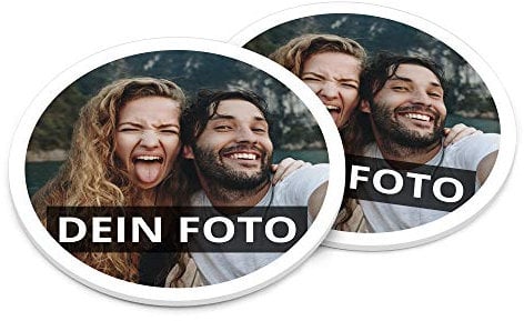 PhotoFancy® – Untersetzer mit Foto personalisiert - Personalisierbare Kunststoff Untersetzer Bedrucken (Kunststoff, 6er Set)