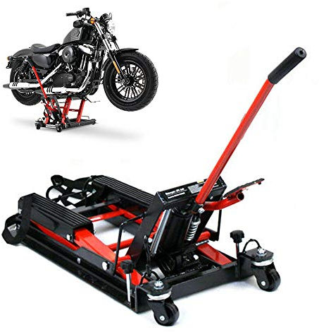 Berkalash Motorrad Hebebühne, Motorradheber 680 kg Hydr, Motorradhebebühne, schwarz-rot Hebebühne Montagebock