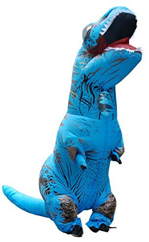 JASHKE Inflatable Dinosaur Costume Adult Blow up Trex Costumes Inflatable Dino Suit Halloween Costumes Fancy Dress for Adult (Blue)