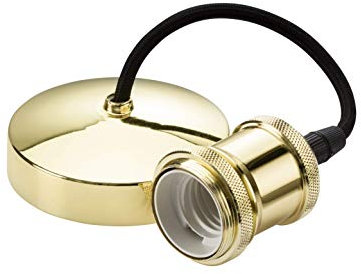 Knightsbridge 6 Inch E27 Vintage Pendant Set in Polished Brass, 150mm