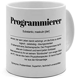 XL Tasse mit Definition Programmierer - Tasse mit Spruch, Wörterbuchtasse, Geschenktasse, witzig, Kaffeebecher, Becher, Tasse, Becher - Farbe Weiß