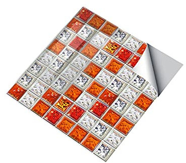 25 Stück Fliesenaufkleber Art 3D Fliesenaufkleber für Bad Küche Mosaikfliese Klebefolie Fliesen 10 x 10cm – Crystal Tile Stickers DIY Waterproof Self-Adhesive Wall Stickers PVC Deko Kacheldekor (B)