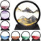 MUGUOY Fließende Sandmalerei, Dynamisches Sandbild, 3d Tiefsee Sandbild in Bewegung Display Fließender Sand Rahmen, Bewegtes Sandbild, Entspannende Desktop Home Office Work Decor (Schwarz, 7 Zoll)