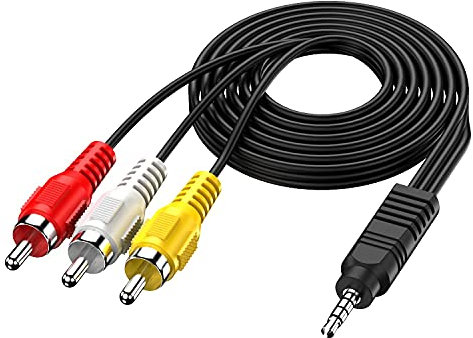 SNLLMZI 3.5 mm to RCA AV Camcorder Video Cable,3.5mm 18 TRRS Male to 3 RCA Male Plug Adapter Cord for TV,Smartphones,MP3, Tablets,Speakers,Home Theater - 5ft1.5M