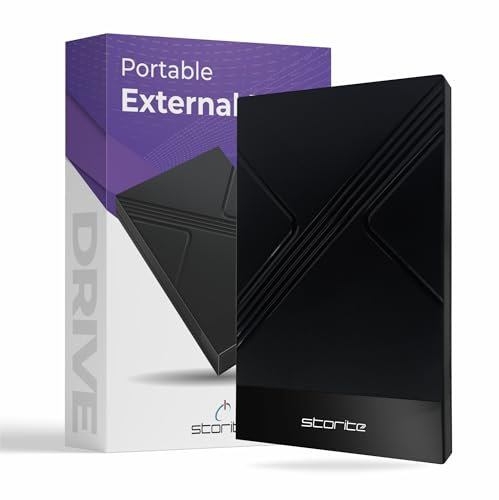 Storite 1TB External Hard Drive Type-C USB 3.1 Portable drive 2.5 HDD Backup Storage with Fast Data Transfer Compatible with Phone, PC, Mac, Window, Gaming, Laptop and Desktop (Black)