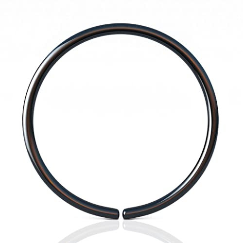 Schwarzer Nasenring - dünn 24G 7mm Ring - 925 Silber Piercing Schmuck