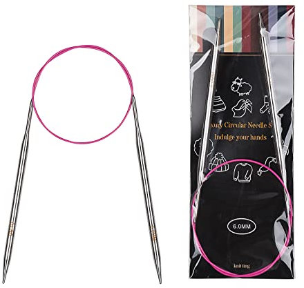 Aeelike Rundstricknadeln 65 cm, 6,0 mm Edelstahl Rundstricknadeln mit Farbe Seil, Metall Rundstricknadeln Set für Anfänger, Profis, Ergonomische Stricknadeln Rundstricknadel für Schals, Pullover