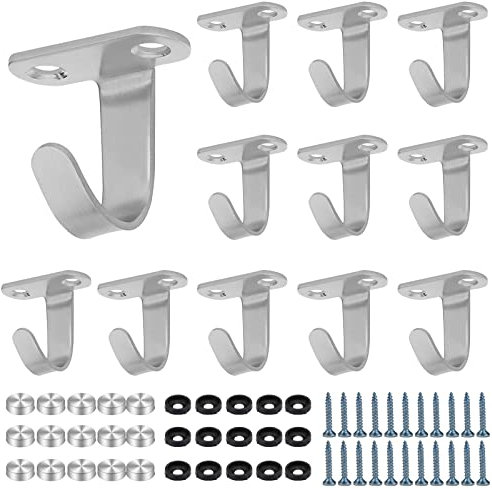 12 Stück Deckenhaken Haken Edelstahl, Haken zum Schrauben Handtuchhaken mit 24 Schrauben Augenplatte, Edelstahl Schlüsselhaken Handtuchhaken Wandhaken für Badezimmer Küche Schal Handtuch Schlüssel