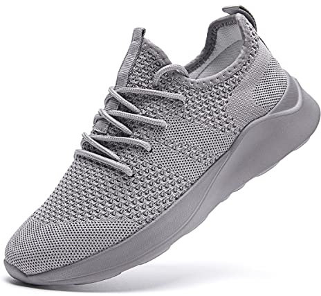 LANGFEUU Damen Turnschuhe Sneaker Schuhe Damen Sportschuhe Laufschuhe Tennisschuhe Outdoor Running Damen Walkingschuhe Straßenlaufschuhe rutschfest Atmungsaktiv Leichtgewichts Hellgrau 38
