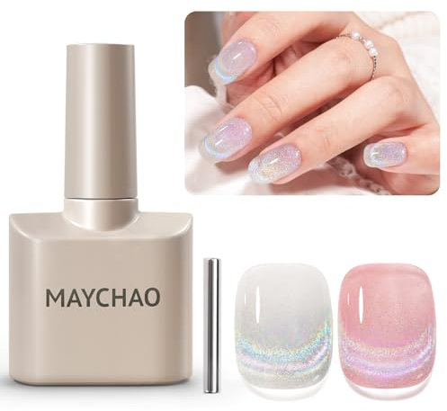 MAYCHAO 15ML Gel Nail Polish 1Pc Rainbow Cat Eye Gel Polish Soak Off UV LED Nail Polish Nail Art Starter Manicure Salon DIY at Home, 0.5 OZ