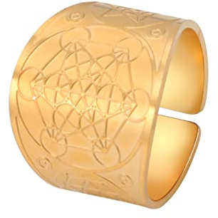 Bague du Sceau des 7 Archanges Bague du Cube de Metatron Bague du Sceau de Lilith Symbole Biblique Bague Amulette Talisman Bague Religieuse Bijoux en Acier Inoxydable Cadeaux pour Hommes Femmes