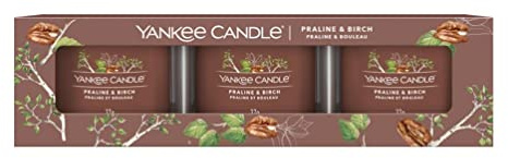 Yankee Candle Praline & Birke 3 gefüllte Votivkerzen Geschenkset