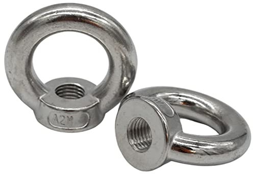 EZOTec - 2 Stück Ringmuttern M10 ähnl. DIN 582 - Edelstahl V2A A2 -Ösenmutter Augen-Mutter (gegossen, poliert)