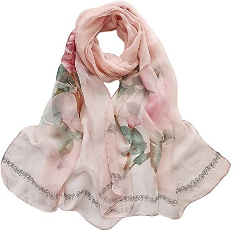 FAIRYGATE Tücher Damen Schal Damen Frauen Chiffon Schal Kleiner Blumendruck Schal Lange Weiche Wraps Schal Damen Bandana Dünne Strandschals A5120