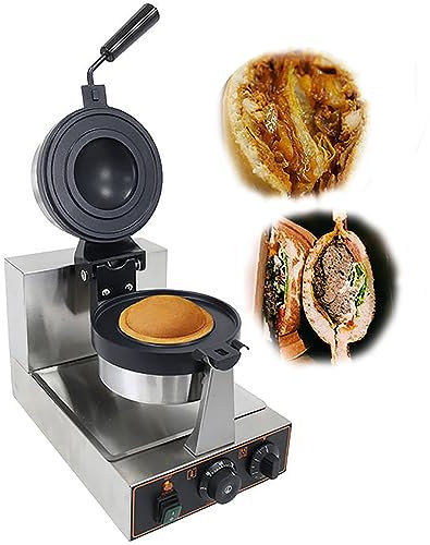 Commercial Electric Burger Waffle Maker, 1000W Single Head Non Stick Panini Press Hamburger Machine, Ice Cream Waffle Baker Machine