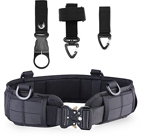 Taktischer Gürtel für Herren, Metallschnalle, 3,8 cm, Nylon, mit CQB/Rigger's Heavy Duty Gürtelpolster und 3 MOLLE-Riemen (Schwarz)