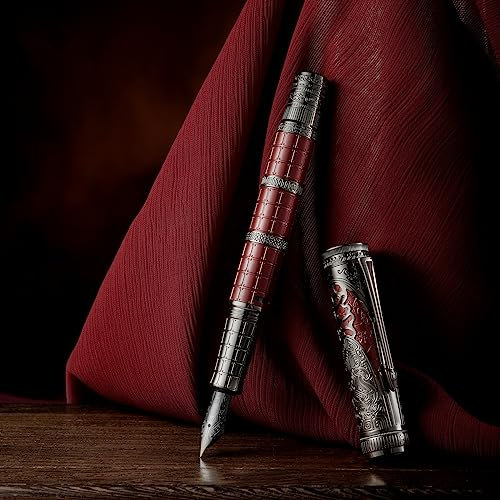 HONG DIAN D5 Qin Dynasty Füllfederhalter rot silber feine Spitze Kolbenfüllstift Füller mit Box Set
